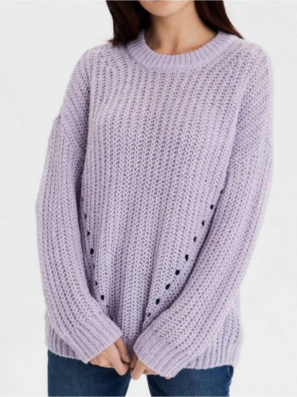 American Eagle Purple Knit Sweater Size M Cozy Street‑Casual Soft‑Girl Texture